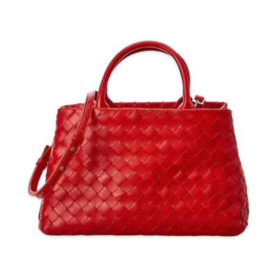Bottega Veneta Intrecciato Hand Bag "Red"
