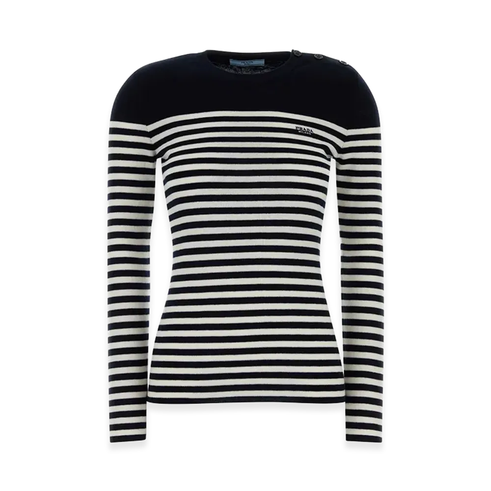 PRADA Women's Embroidewool Sweater "Stripped"