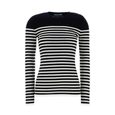 PRADA Women's Embroidewool Sweater "Stripped"