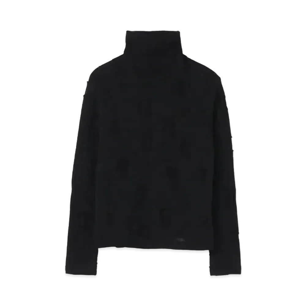 Yohji Yamamoto Y's PERFORATED DOT JACQUARD HIGH NECK T "Black"