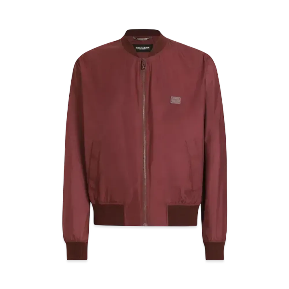 DOLCE&GABBANA Technical Fabric Bomber Jacket With Tag "Burgundy"
