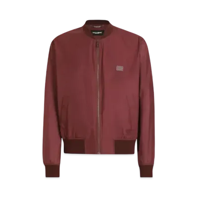 DOLCE&GABBANA Technical Fabric Bomber Jacket With Tag "Burgundy"
