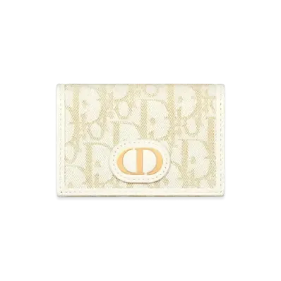 Dior 30 Montaigne Glycine Wallet Dior Oblique Jacquard "Gold"