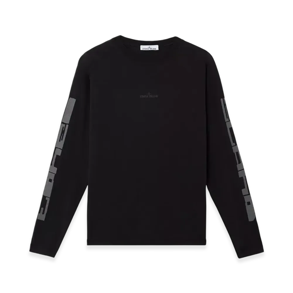 Stone Island 2100005 Organic Cotton Jersey Slim-Fit Long-Sleeve T-Shirt with Print - 25SS "Black"