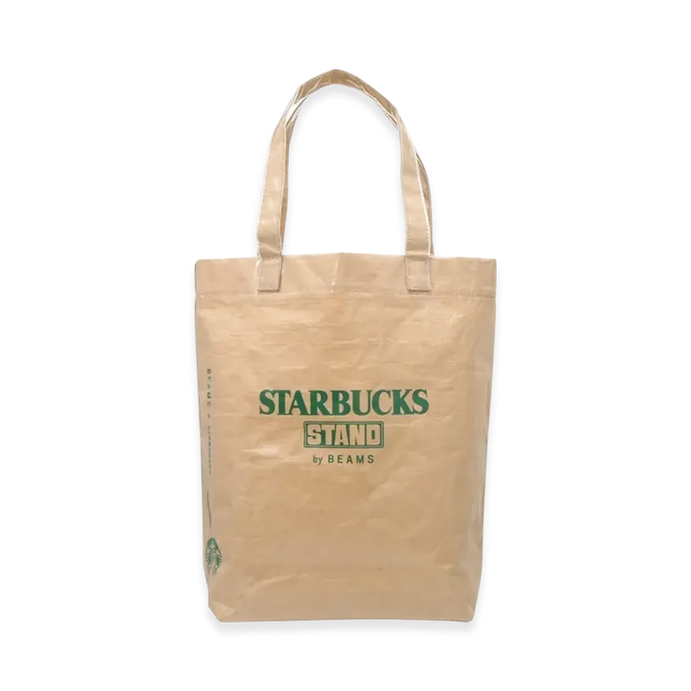 STARBUCKS STAND x BEAMS LOGO PVC Shopper Tote "Beige"