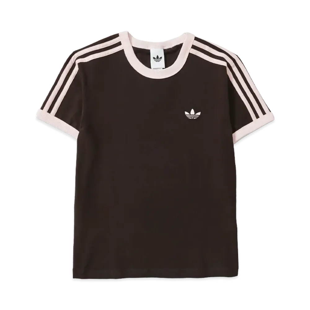 adidas Women's 3 Stripes Slim Tee "Brown/Pink"