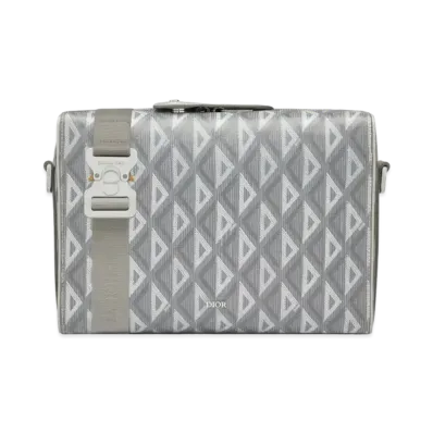 Dior Dior Lingot Messenger Bag CD Diamond Canvas & Smooth Calfskin "Gray"