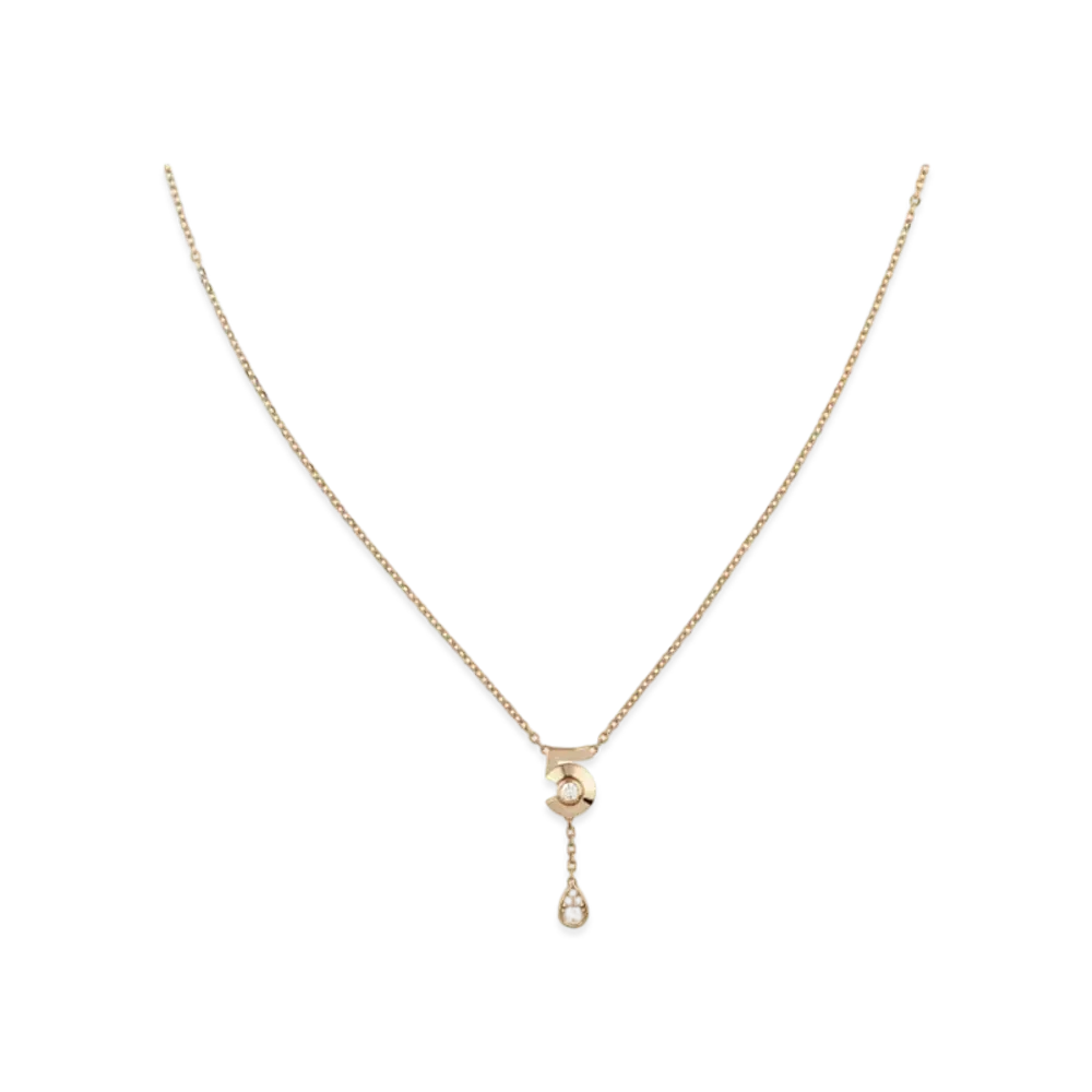 CHANEL Extrait De N°5 Necklace 18K Diamonds "Beige Gold"