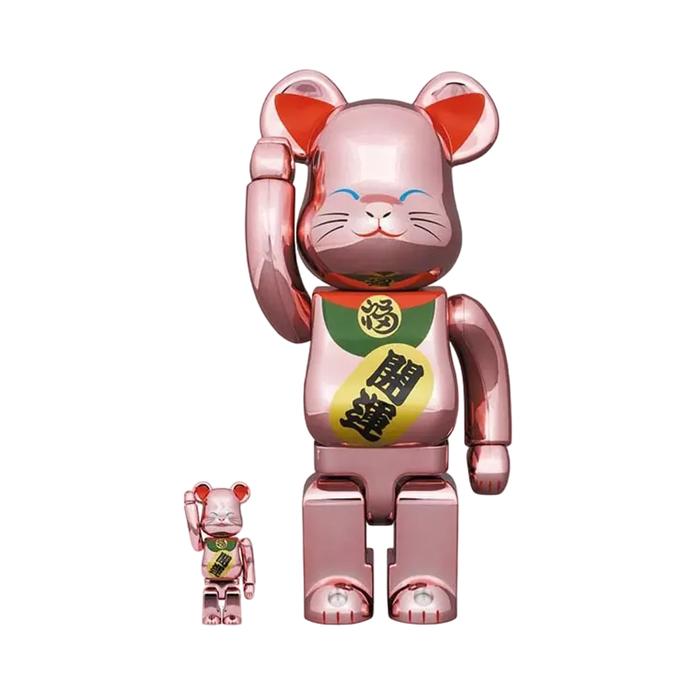 Bearbrick Maneki Neko Good Luck Peach Gold Plated 100% & 400%