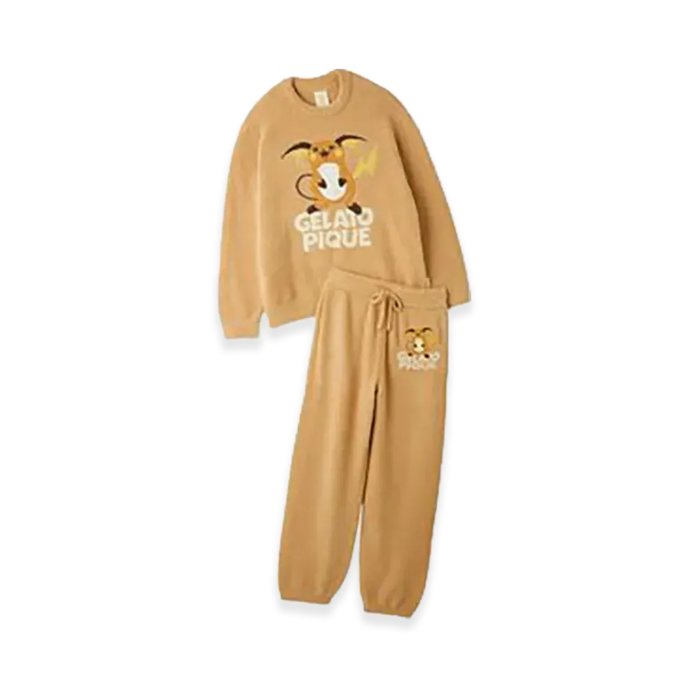 GELATO PIQUE x Pokemon Baby Moco Jacquard Pullover & Long Pants Set "Camel"