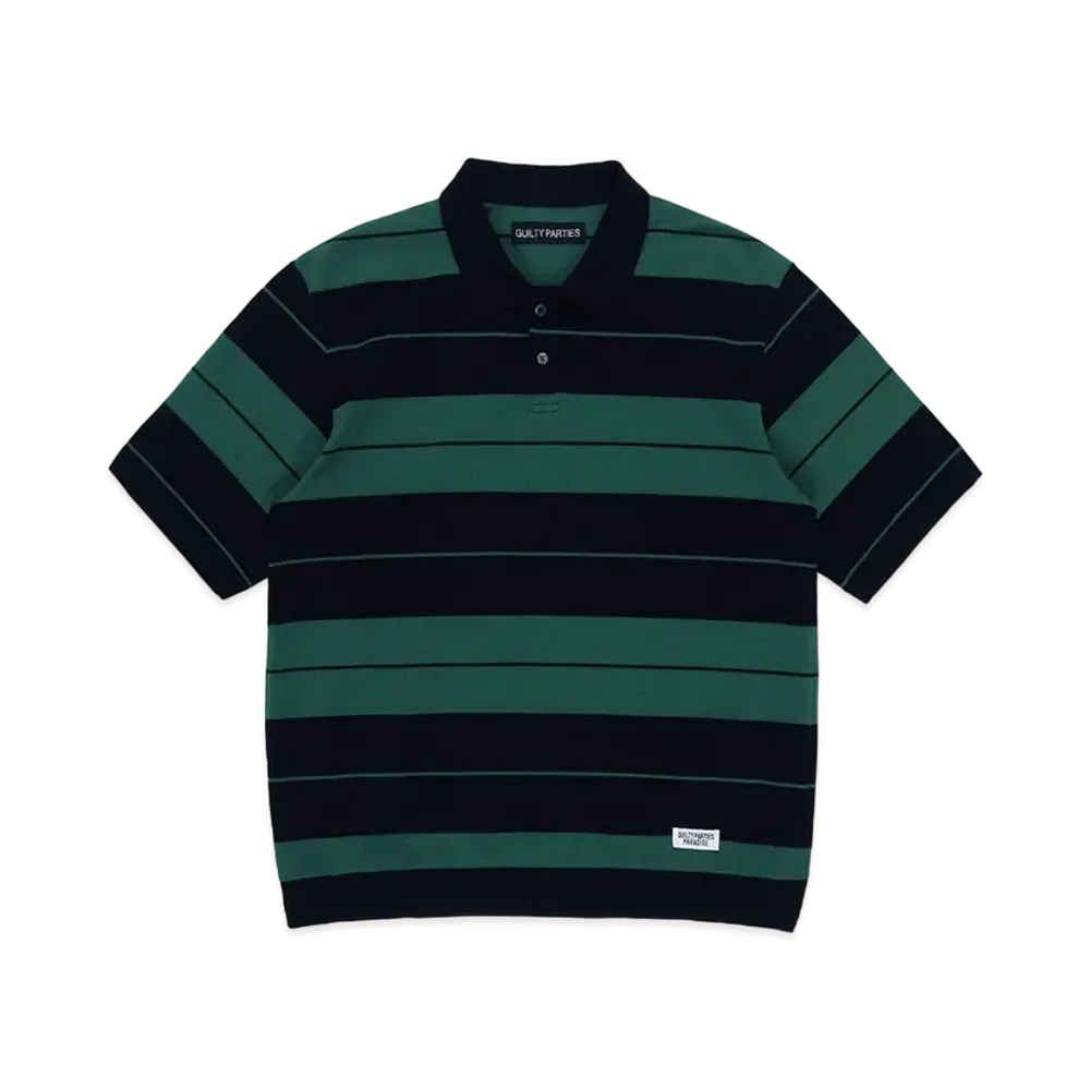 WACKO MARIA Striped Polo Shirt "Green"