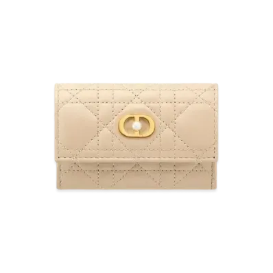 Dior Jolie Glycine Wallet Cannage Lambskin "Powder Beige"