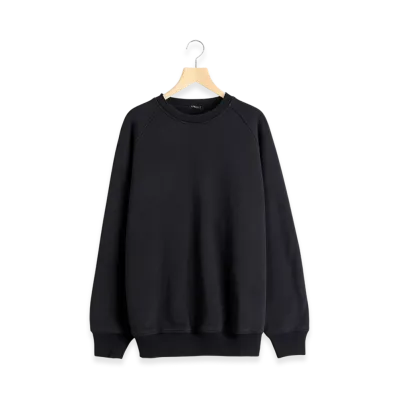 COMOLI Loopback Cotton Crew Neck "Black"