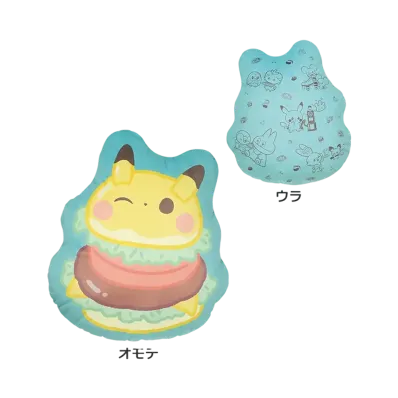 BANDAI "Ichiban Kuji" -Poke Pieces ~Welcome to the PEACE Diner~- D Prize Pikachu-like Burger Print Cushion