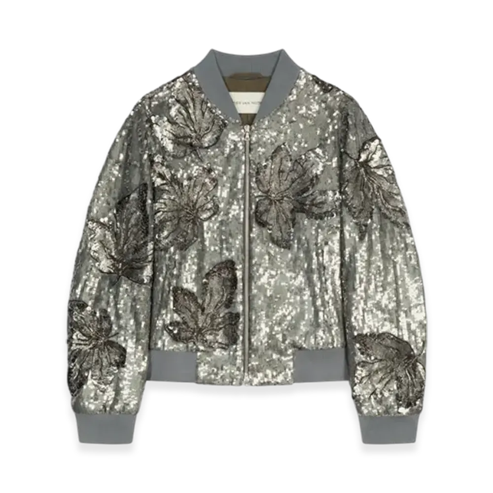 DRIES VAN NOTEN Embellished Bomber "Silver"