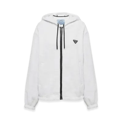 PRADA Women's Terry Cloth Zip Hoodie "White"