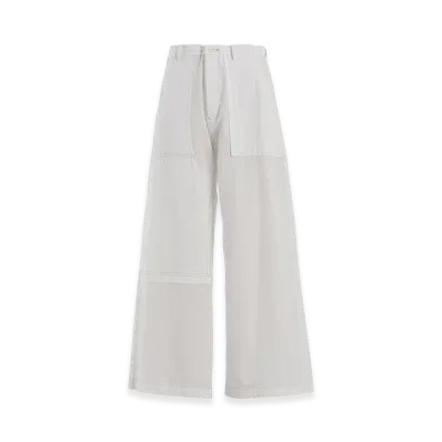 Y's Cotton Linen Dump Straight Pants "White"