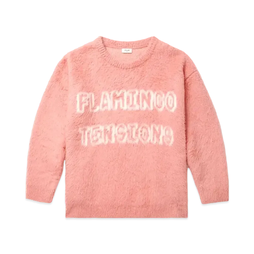 CELINE Artist Baja Sweater In Brushed Cotton "Bright Pink"