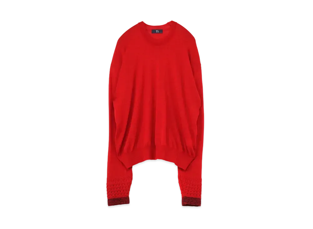 Yohji Yamamoto Y's BASOLAN EXTRAFINE MERINO WOOL PATCHING KNIT "Red"