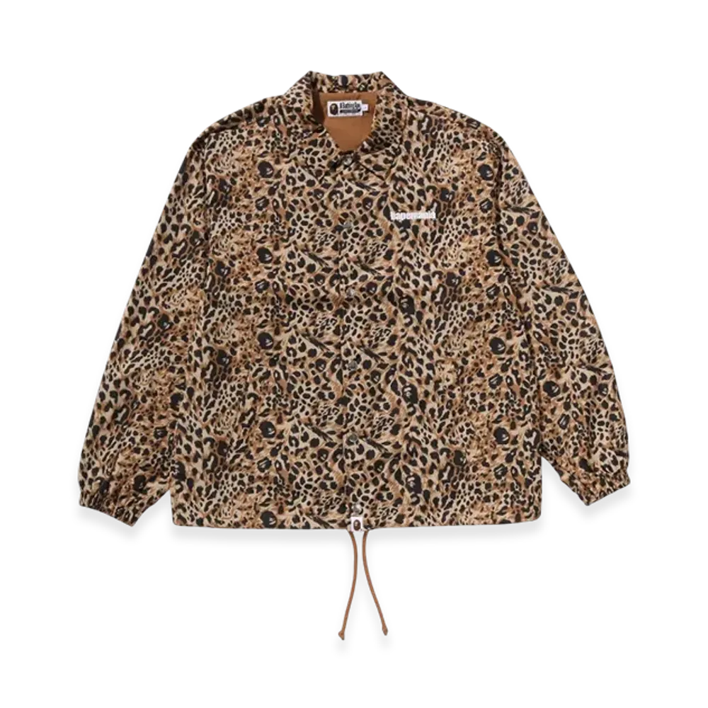 A BATHING APE Wild Leopard Pattern Coach Jacket "Beige"