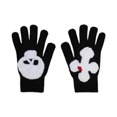 SYUMAN. Hand knitting Gloves "Black/Red"