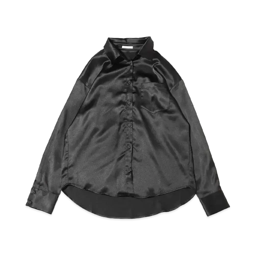 atmos pink Satin Collar Shirt "Black"