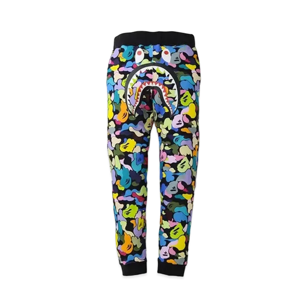 A BATHING APE MULTI CAMO SHARK SLIM SWEAT PANTS "Black"