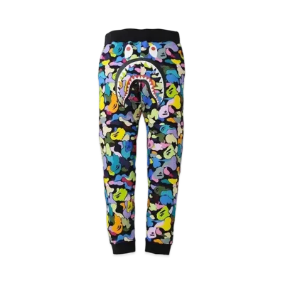 A BATHING APE MULTI CAMO SHARK SLIM SWEAT PANTS "Black"