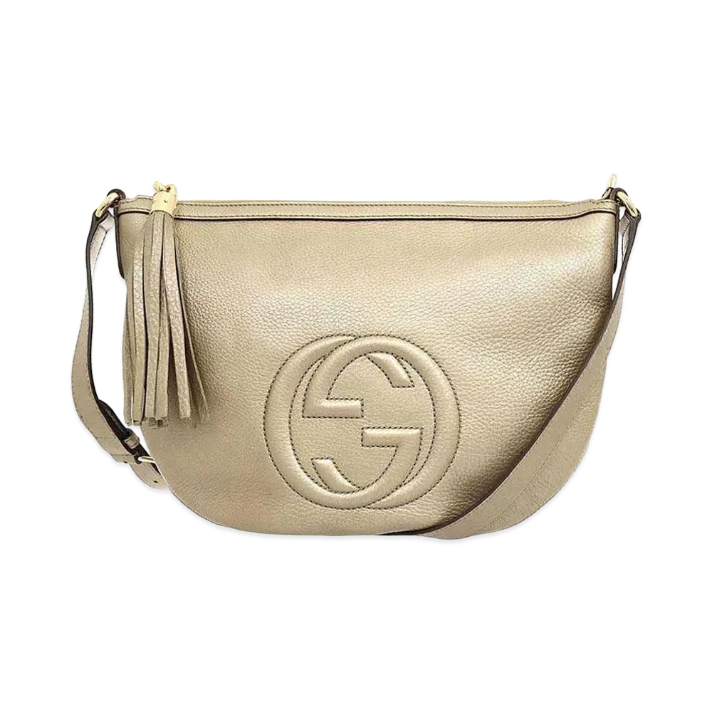 Gucci Soho Interlocking GG Logo Leather Shoulder Bag ”Ivory”