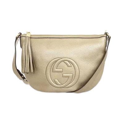 Gucci Soho Interlocking GG Logo Leather Shoulder Bag ”Ivory”