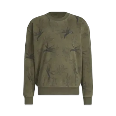 adidas Novelty Print Fleece Long Sleeve Pullover "Olive Strata"