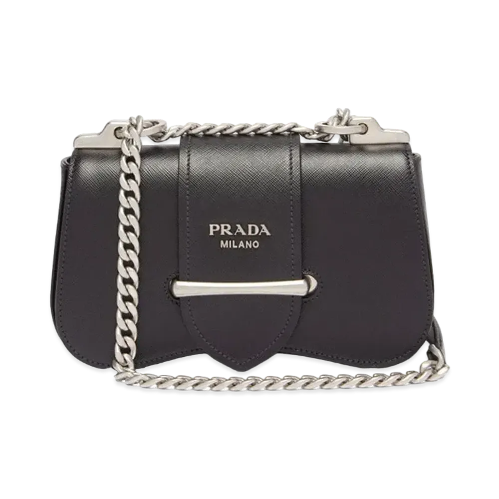 PRADA Saffiano Leather Shoulder Bag "Black"