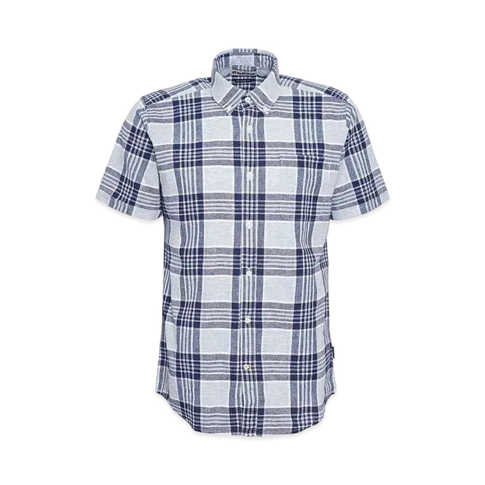Barbour Reading Tartan Check Short Sleeve Shirt (Tailored Fit) "Navy"