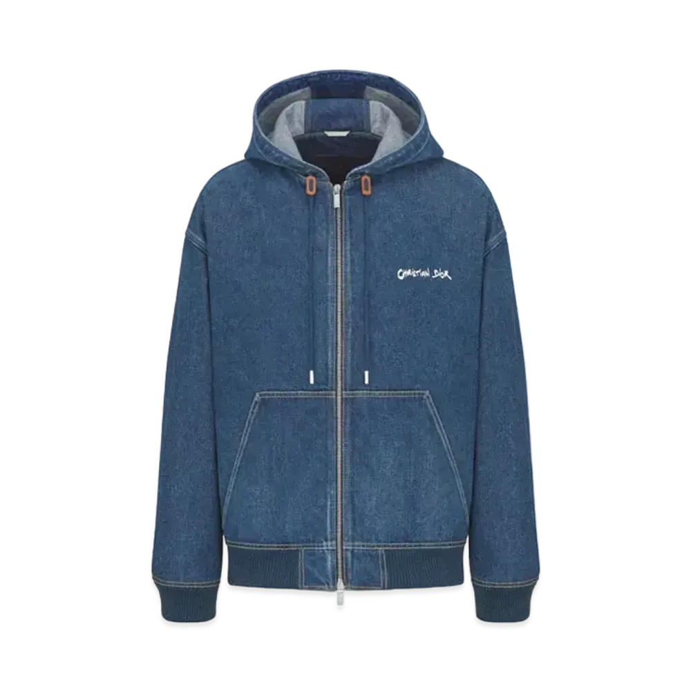 Dior Christian Dior Tag Hooded Jacket Cotton Denim "Blue"