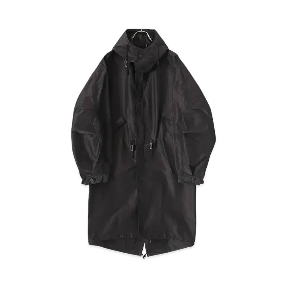 COMOLI Cotton Silk Hooded Coat "Brown"