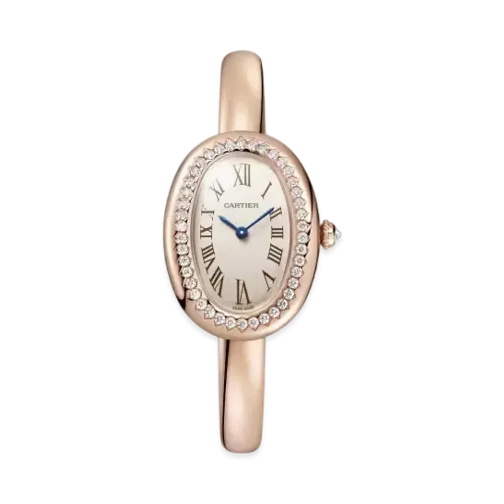 Cartier Baignoire Watch Small Model Size 15 Quartz Diamonds "Pink Gold" WJBA0041