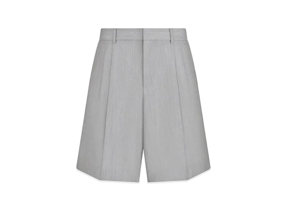Dior Embroidered Wide-Leg Bermuda Shorts Wool and Mohair "Gray"