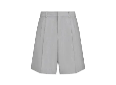 Dior Embroidered Wide-Leg Bermuda Shorts Wool and Mohair "Gray"