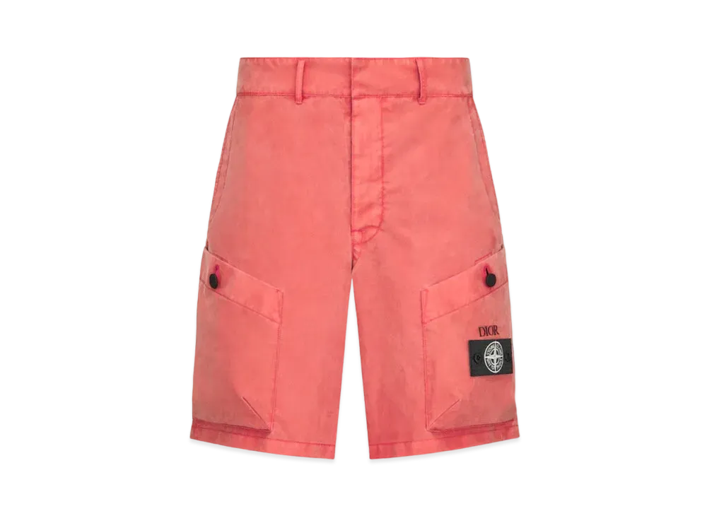Dior x Stone Island Bermuda Short Pant Cotton Blend Satin "Red"
