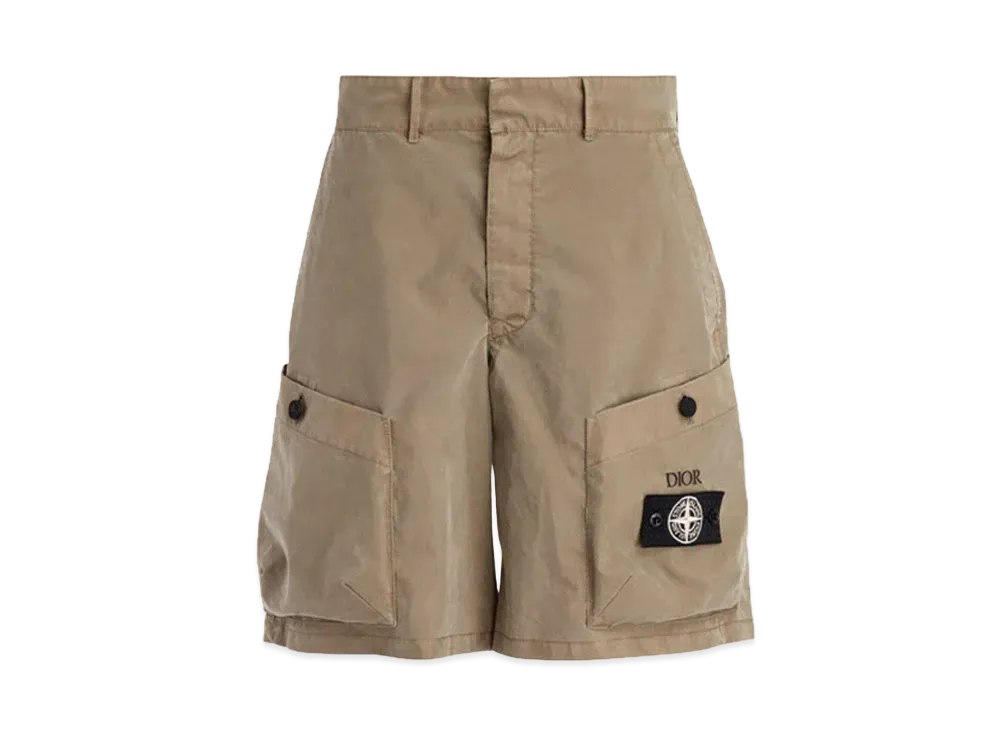 Dior x Stone Island Bermuda Short Pant Cotton Blend Satin "Brown"