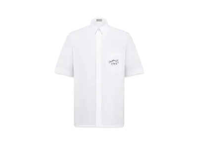 Dior Men's Handwritten Christian Dior 1947 Short-Sleeved Shirt Cotton Poplin "White"