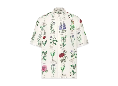 Dior Herbarium Illustration Short-Sleeved Shirt Silk "White"