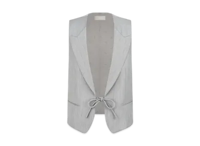Dior Vest with Tied Bow Wool and Mohair with Subtle Stripes "Gray"
