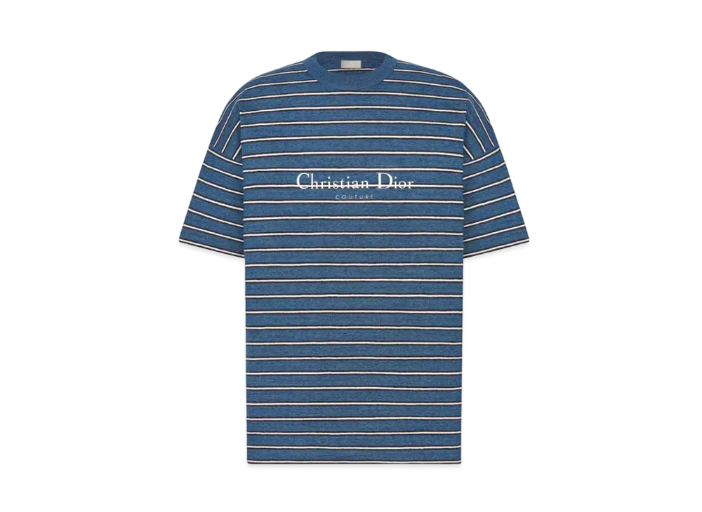 Dior Christian Dior Couture Oversized T-Shirt Cotton Jersey with Stripes "Blue"