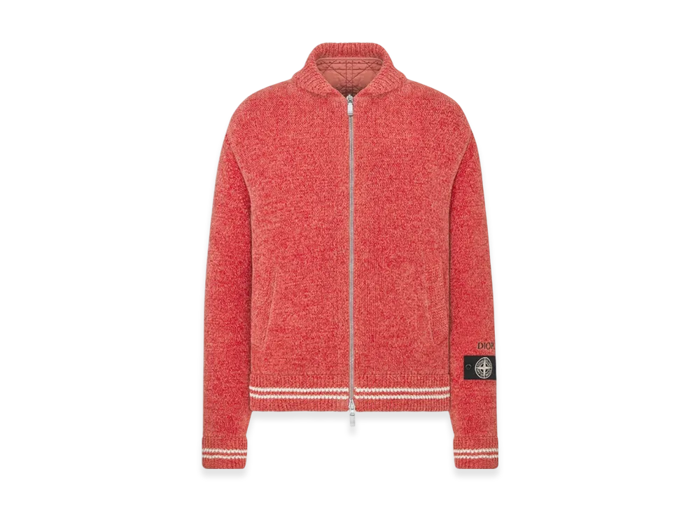 Dior x Stone Island Wool-Blend Knit Blouson Jacket "Red"