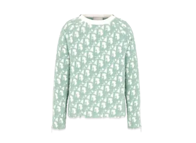 Dior Oblique Sweater Virgin Wool and Cotton-Blend Jacquard "Light Green"