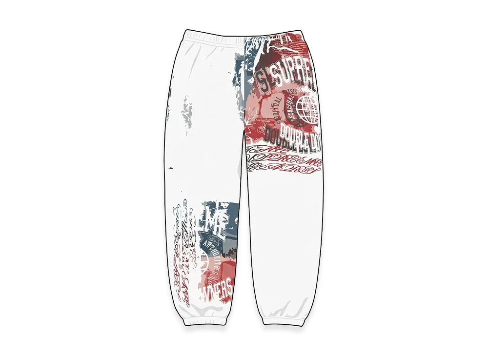 Supreme Overprint Sweatpant "White"