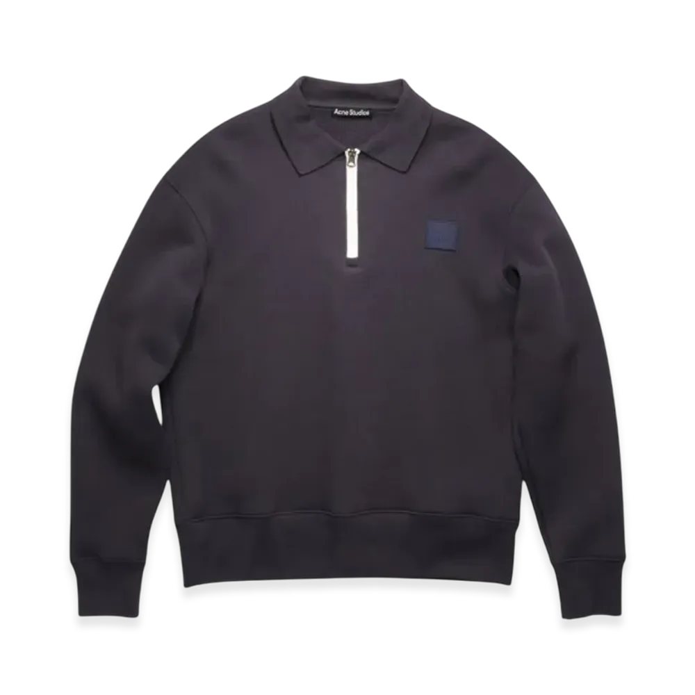 Acne Studios Ferd Face Half Zip Sweatshirt "Navy"