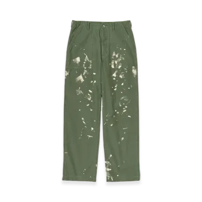 AURALEE Washed Baggy Satin Bleached Baker Pants "Olive Green"