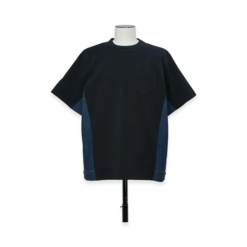 sacai Denim x Cotton Jersey T-Shirt "Navy/Blue"
